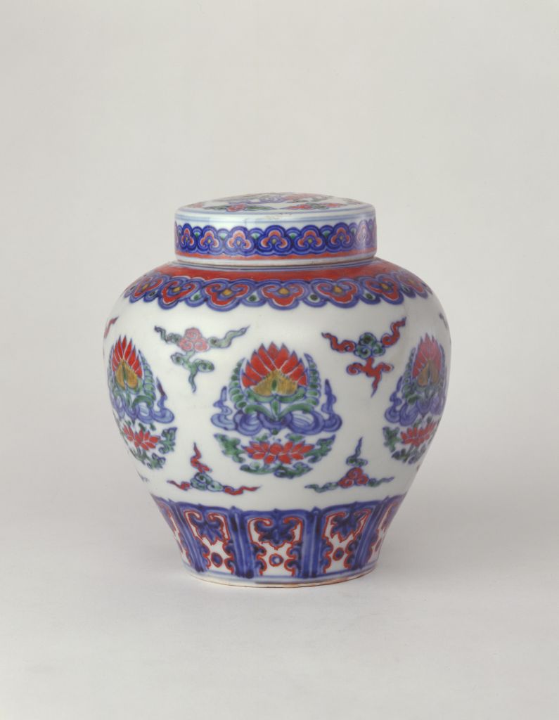 图片[1]-Colorful treasure face patterned cover pot-China Archive